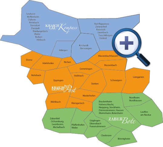 Verteilungsgebiet Zaberbote, Kraichgau Leintal Post